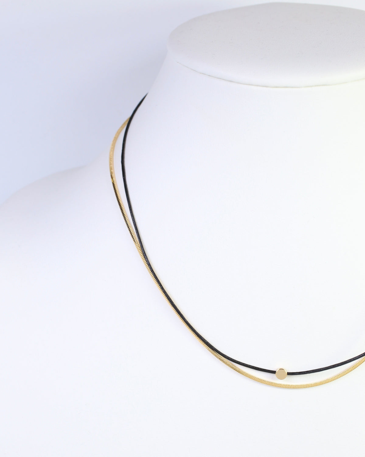 Paula Cord and Chain Layered Necklace Black