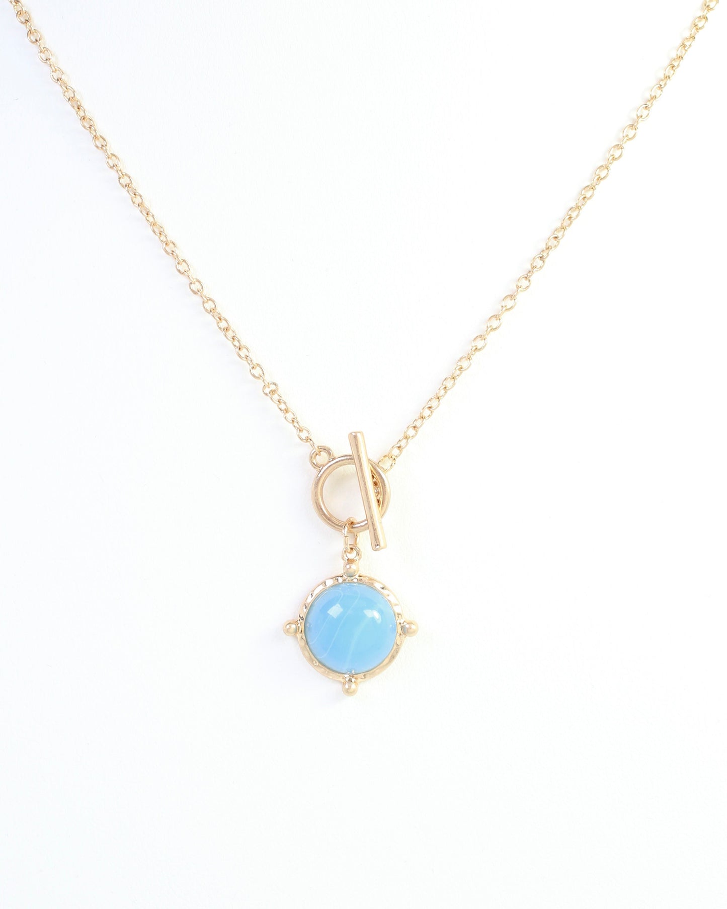 Florissant Round Pendant Necklace Baby Blue