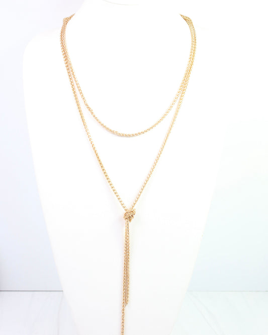 Gracie Long Rope Chain Necklace Worn Gold