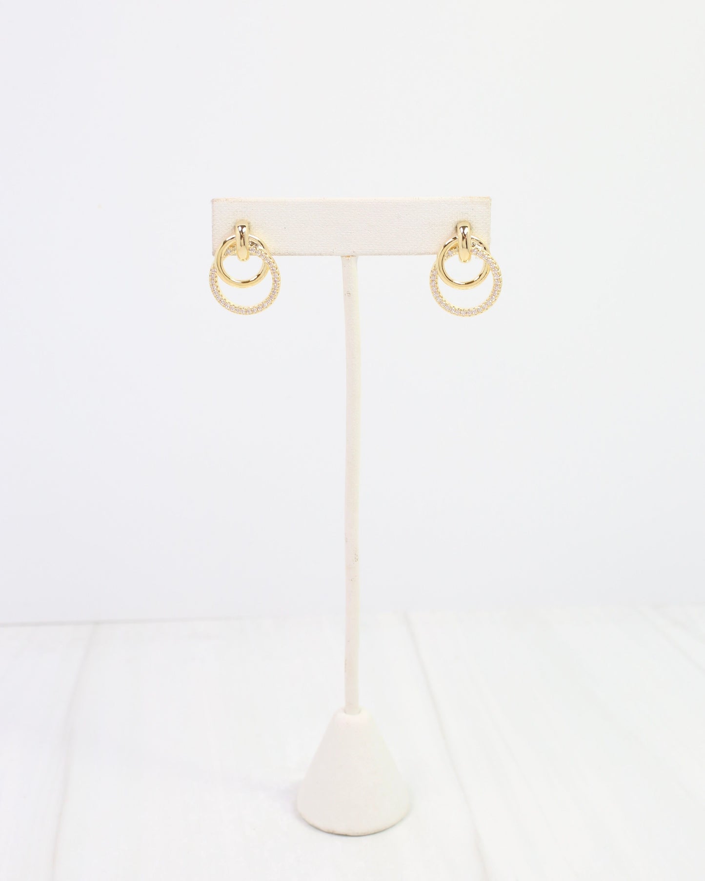 Tipton CZ Double Circle Earring Gold