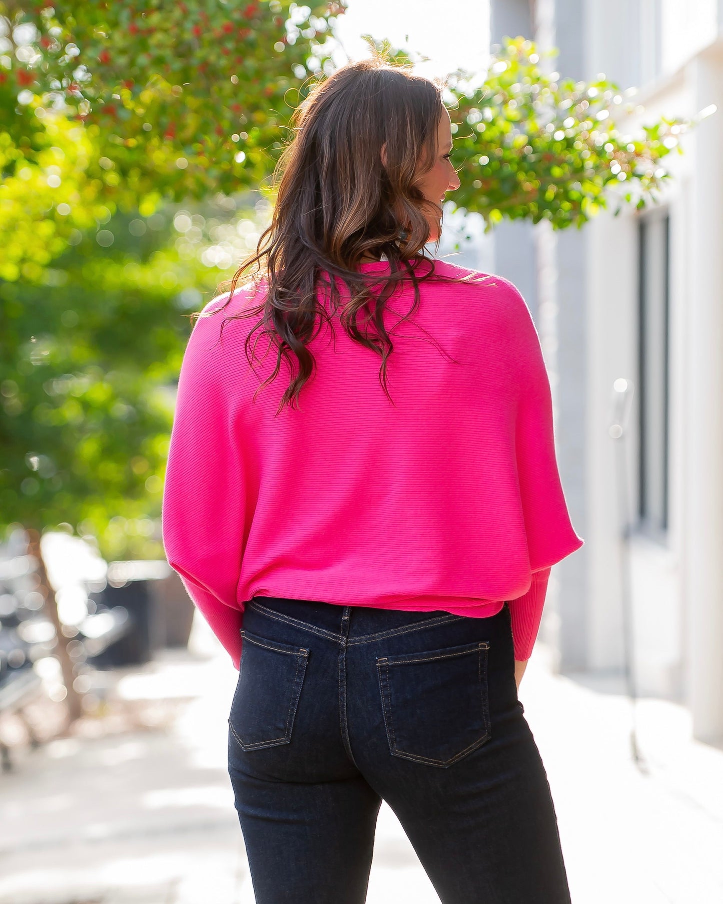 Ryu Drop Shoulder Top-Hot Pink