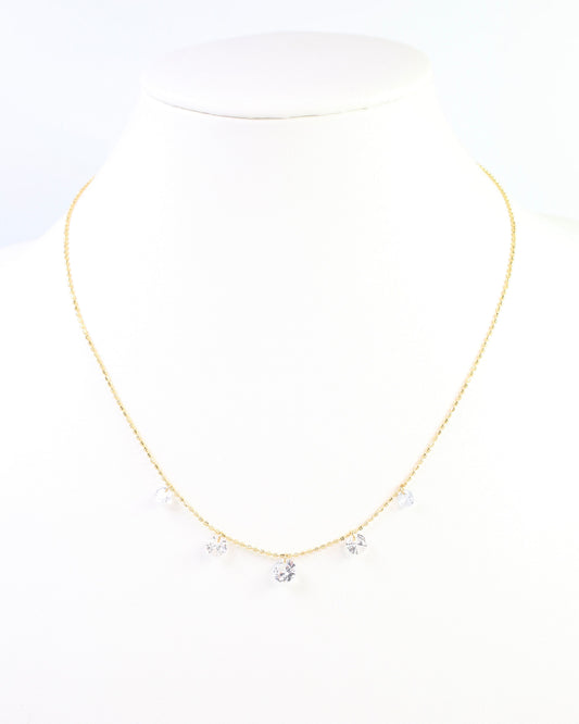 Nyx Round CZ Charm Necklace WR Gold