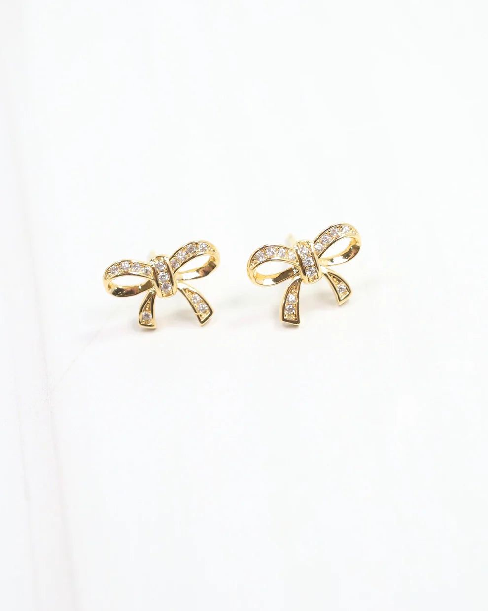 Randa Gold and Crystal Bow Stud Gold