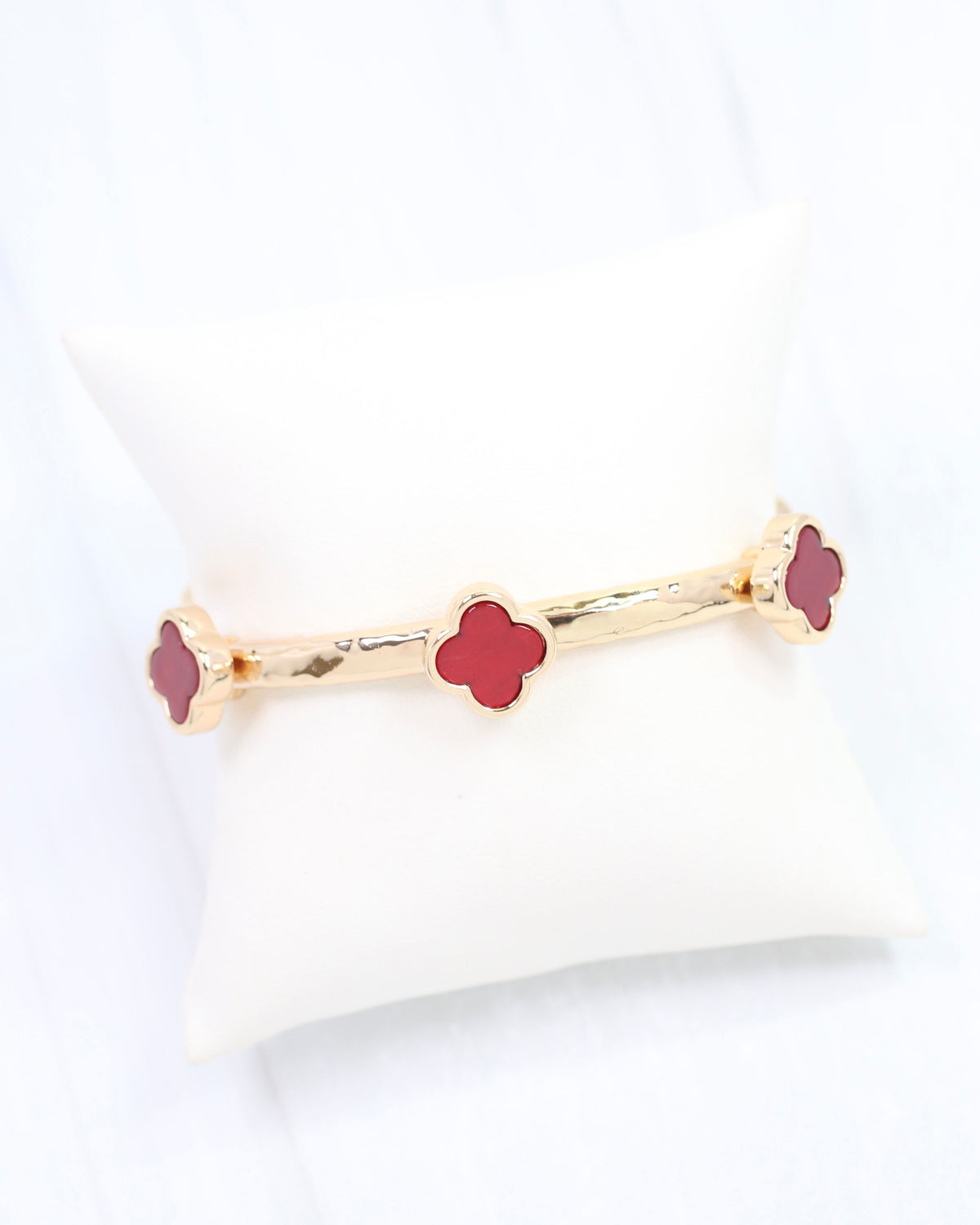 Reuben Clover Stretch Bracelet Red