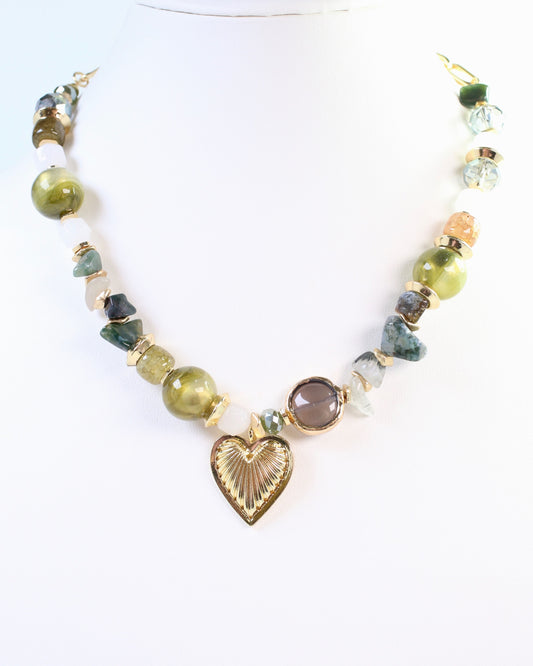 Sarasota Stone Charm Necklace Green