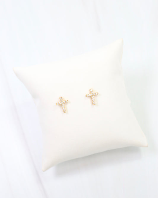 Wickham CZ Cross Earring Gold