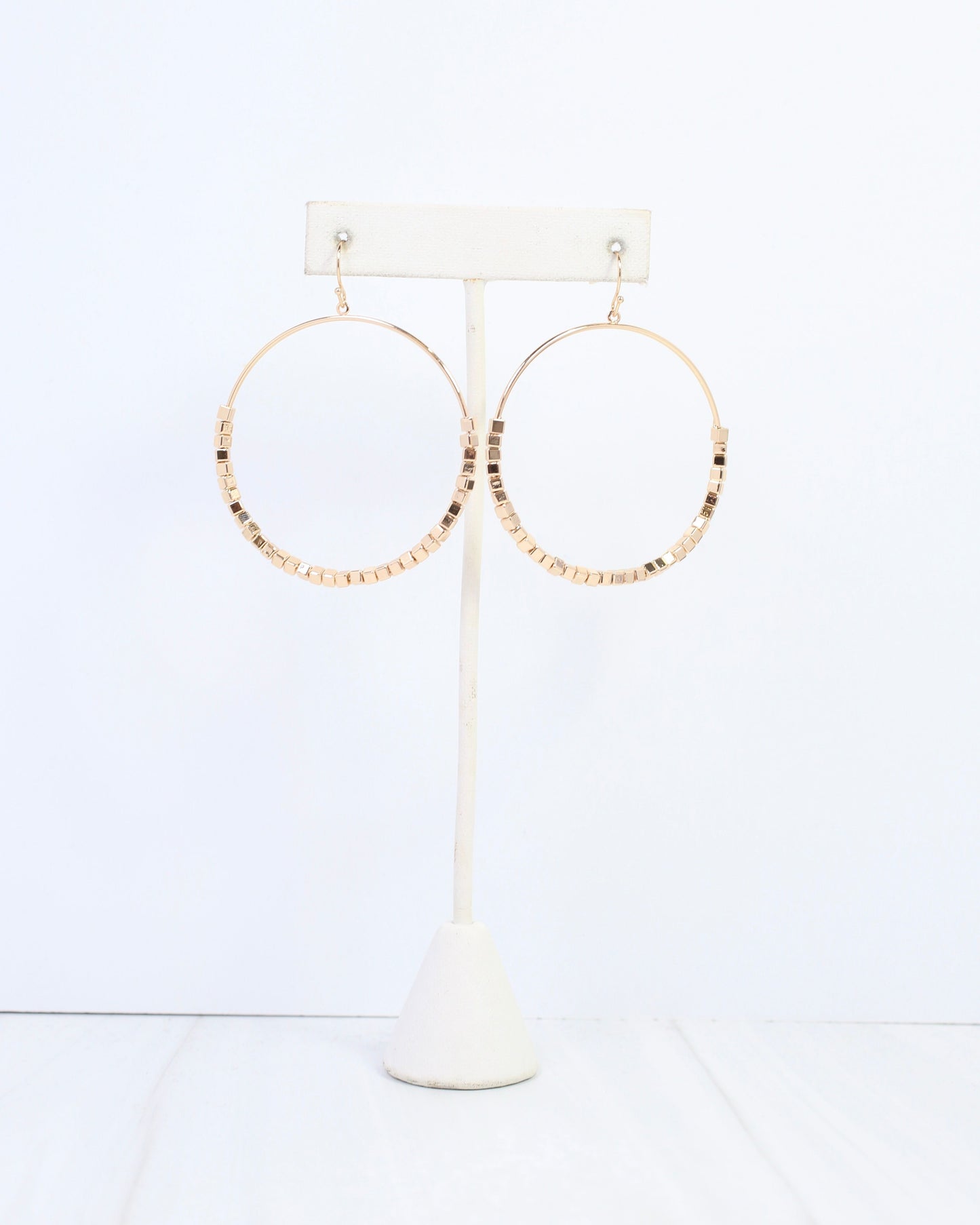 Charlee Square Bead Hoop Earring Gold