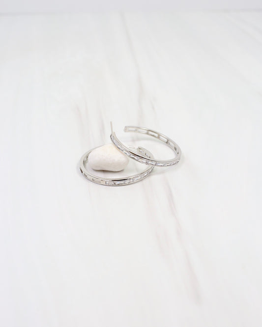 Westfield CZ Lined Hoop Earring Silver