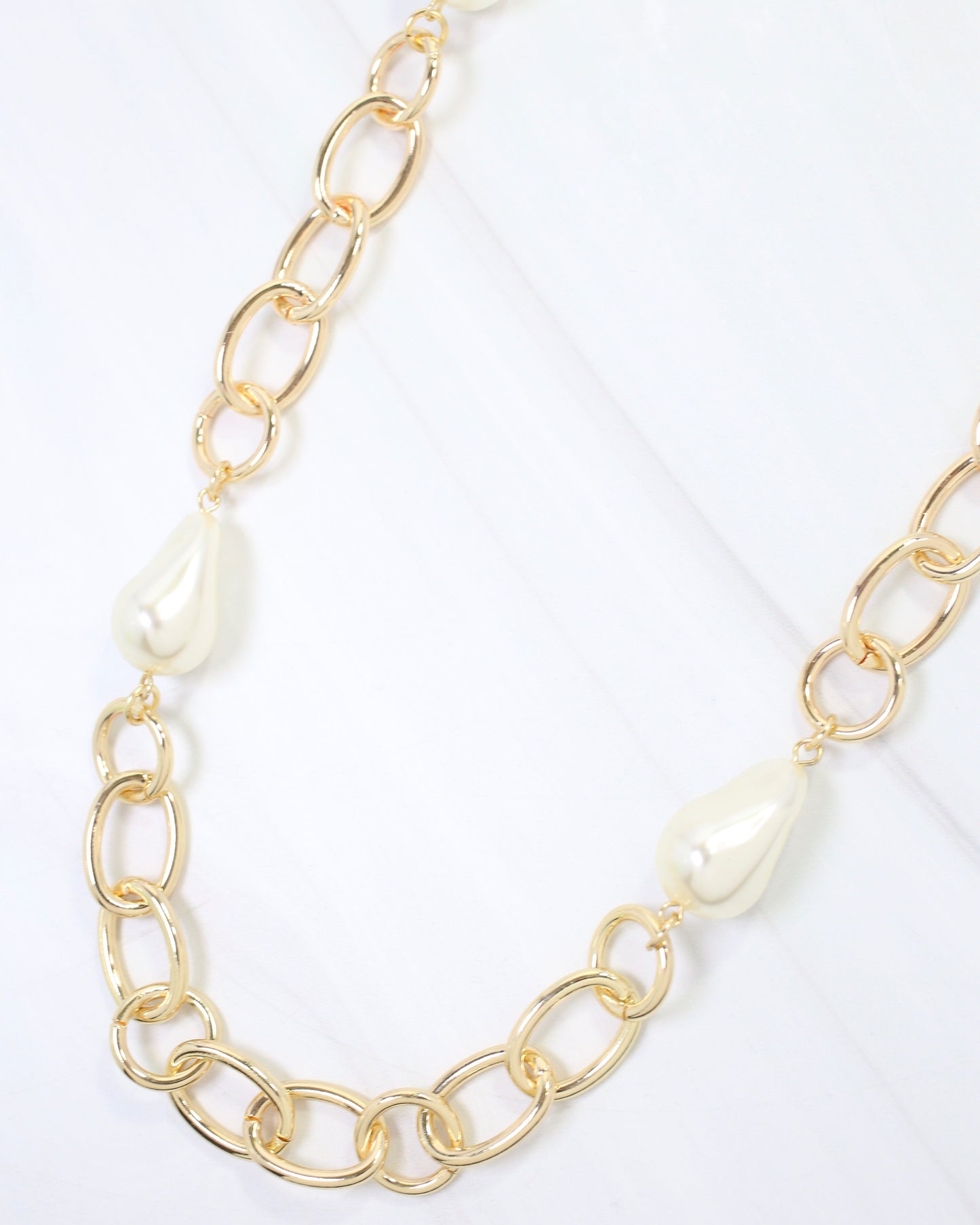 Harrie Link Necklace With Pearls Gold