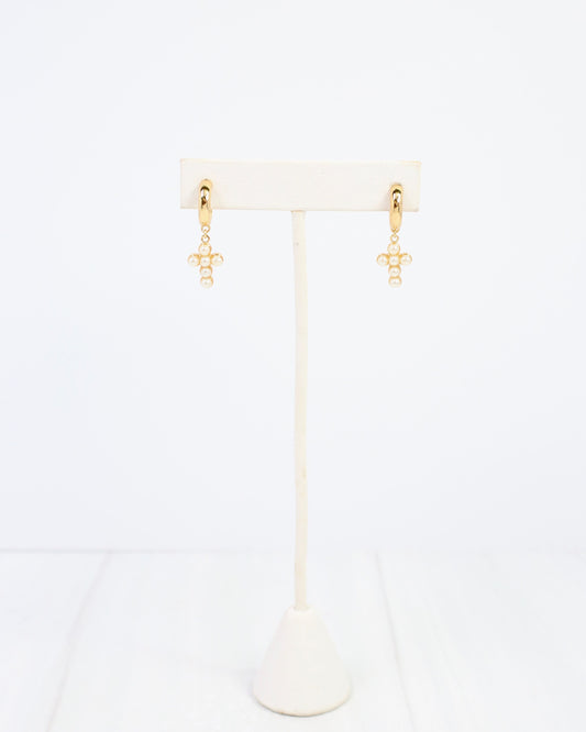 Starkville Cross Huggie Earring Gold