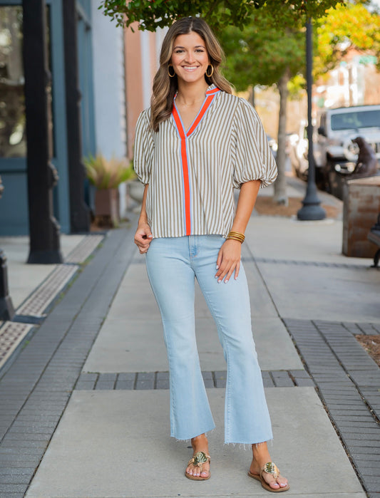 Pauline Puff Sleeve Striped Top