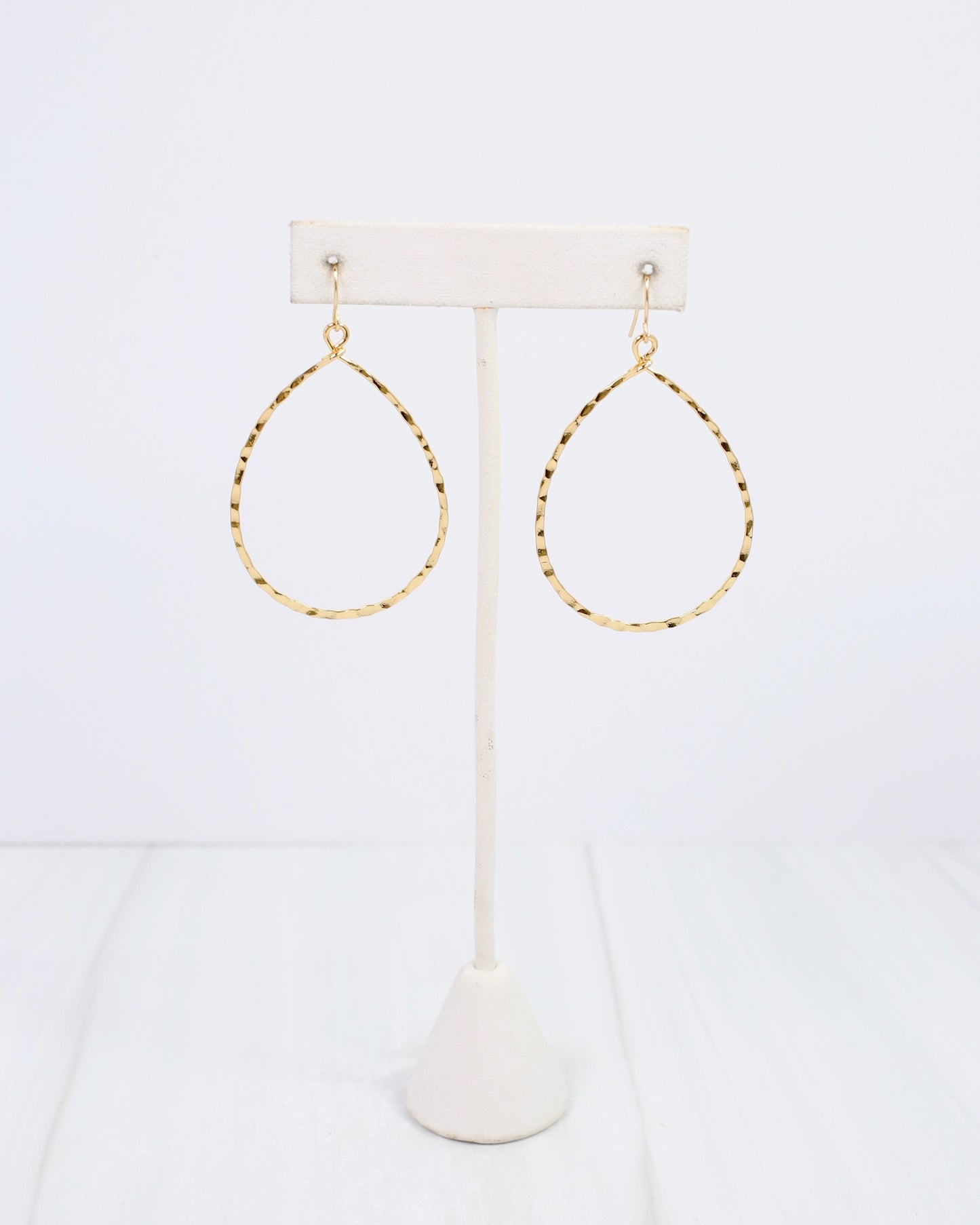 Griffith Textured Teardrop Hoop Earring WR Gold