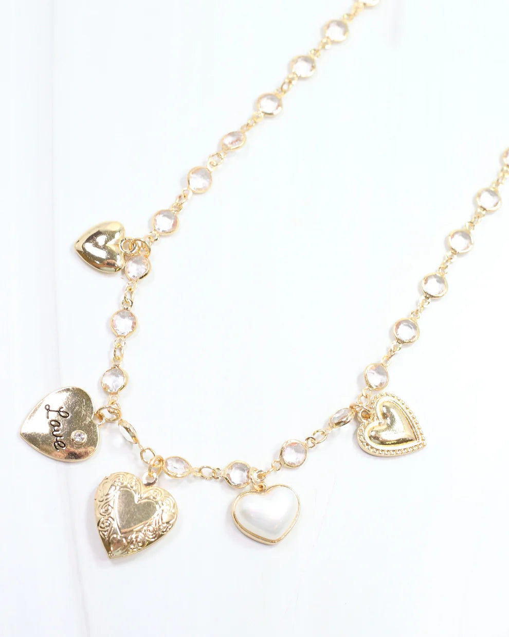 Mix It Up Heart Charm Necklace Gold