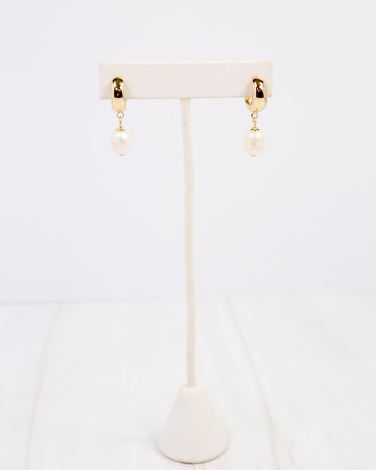Niles Pearl Huggie Earring Gold