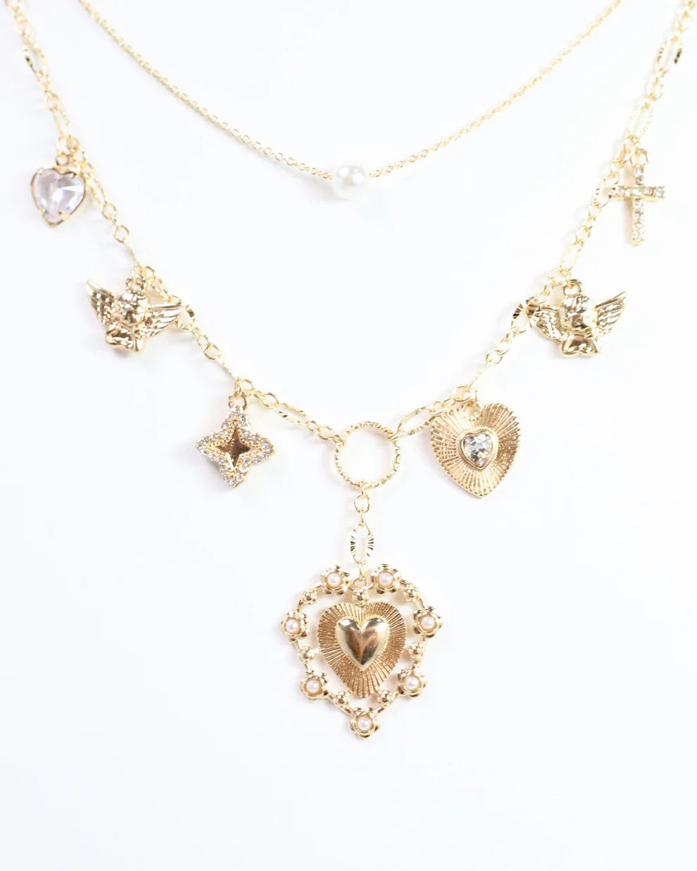 Charlie Double Layer Charm Necklace Gold