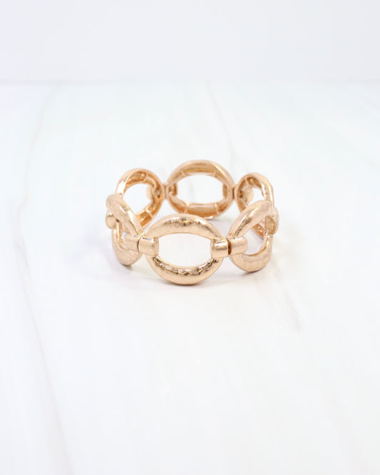 Fulton Hammered Stretch Bracelet Worn Gold