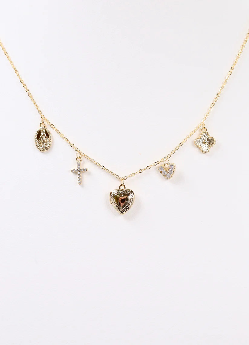 Clarence Charm Necklace Gold