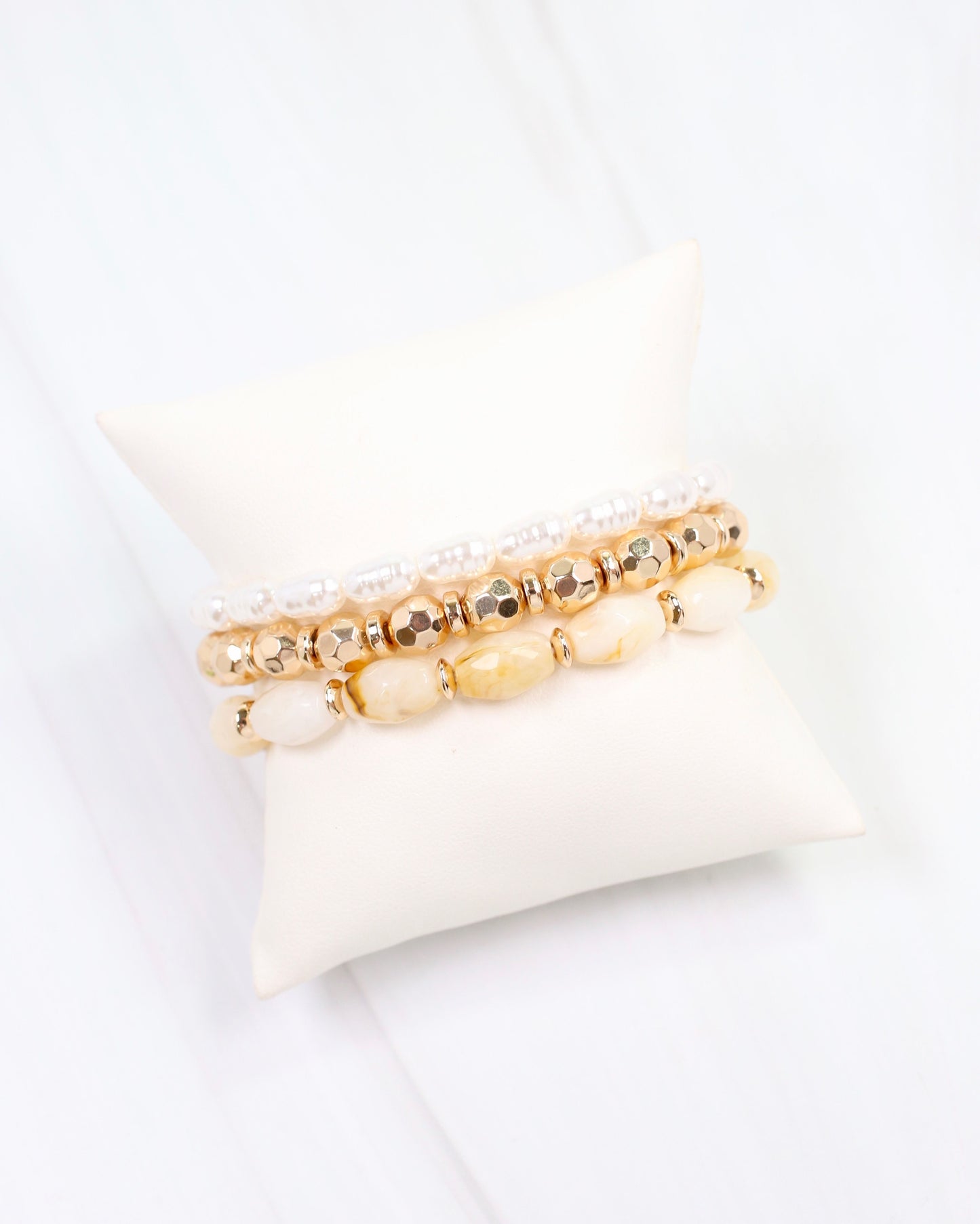 Athens Stretch Bracelet Set Ivory