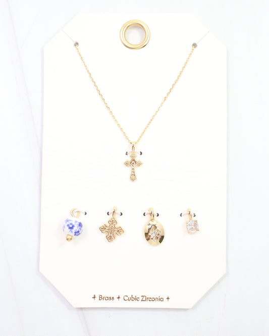 Crossing  Blue Jordan Charm Necklace Set Gold