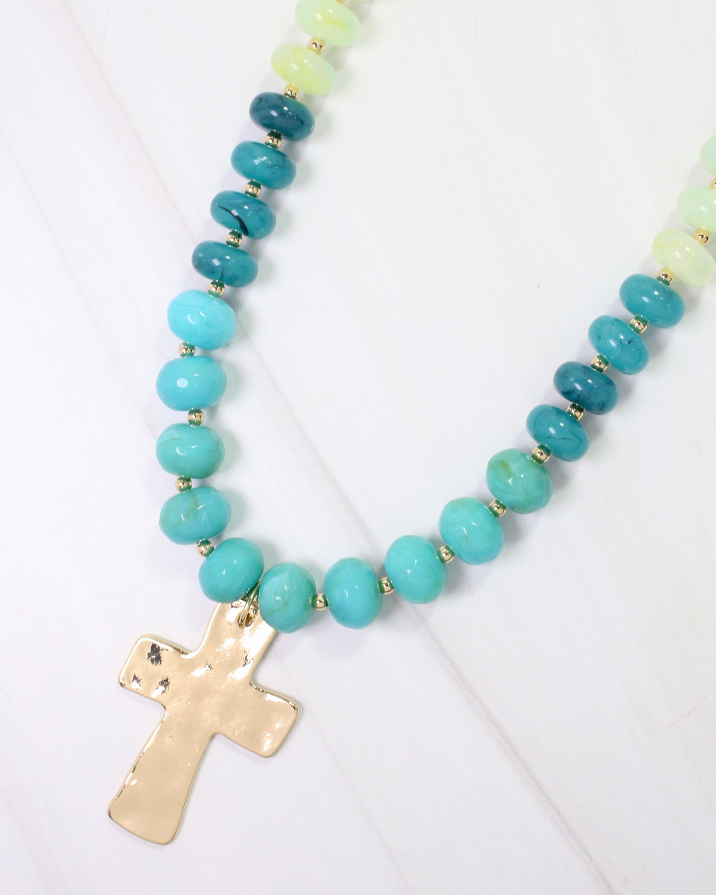 Berkeley Stone Beaded Cross Necklace Turquoise