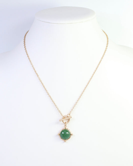 Florissant Round Pendant Necklace Green