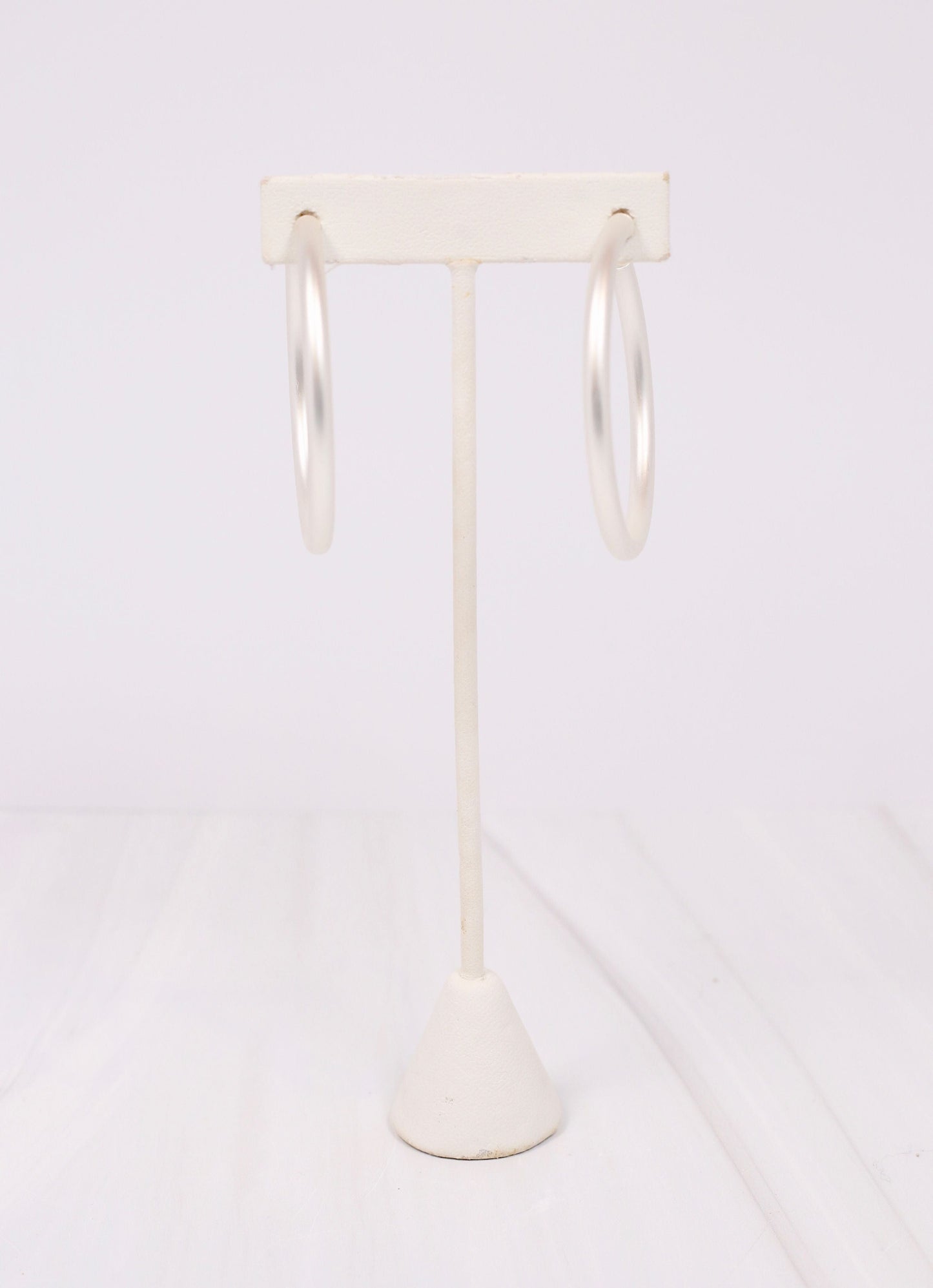 Arden Matte Silver Satin Metal Hoop - Caroline Hill