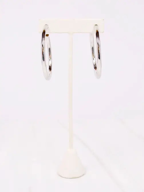 Arden Shiny SILVER Satin Metal Hoop - Caroline Hill