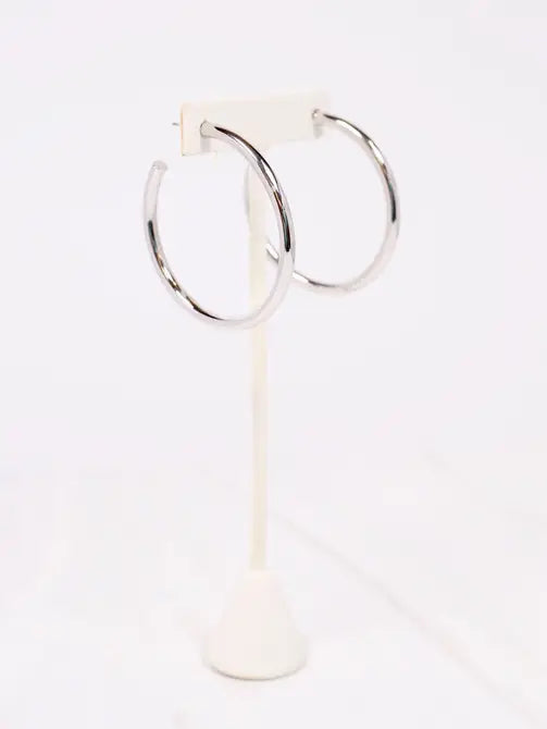 Arden Shiny SILVER Satin Metal Hoop - Caroline Hill