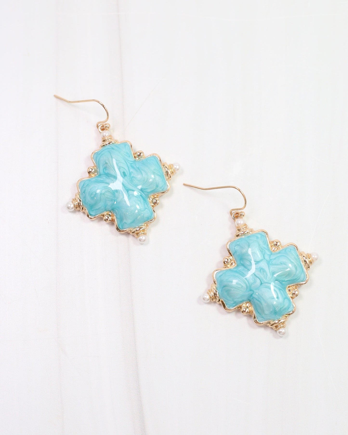 Edie Enamel Cross Earring Turquoise