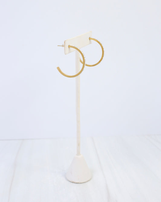 Revere Pave Lined Hoop Earring Gold