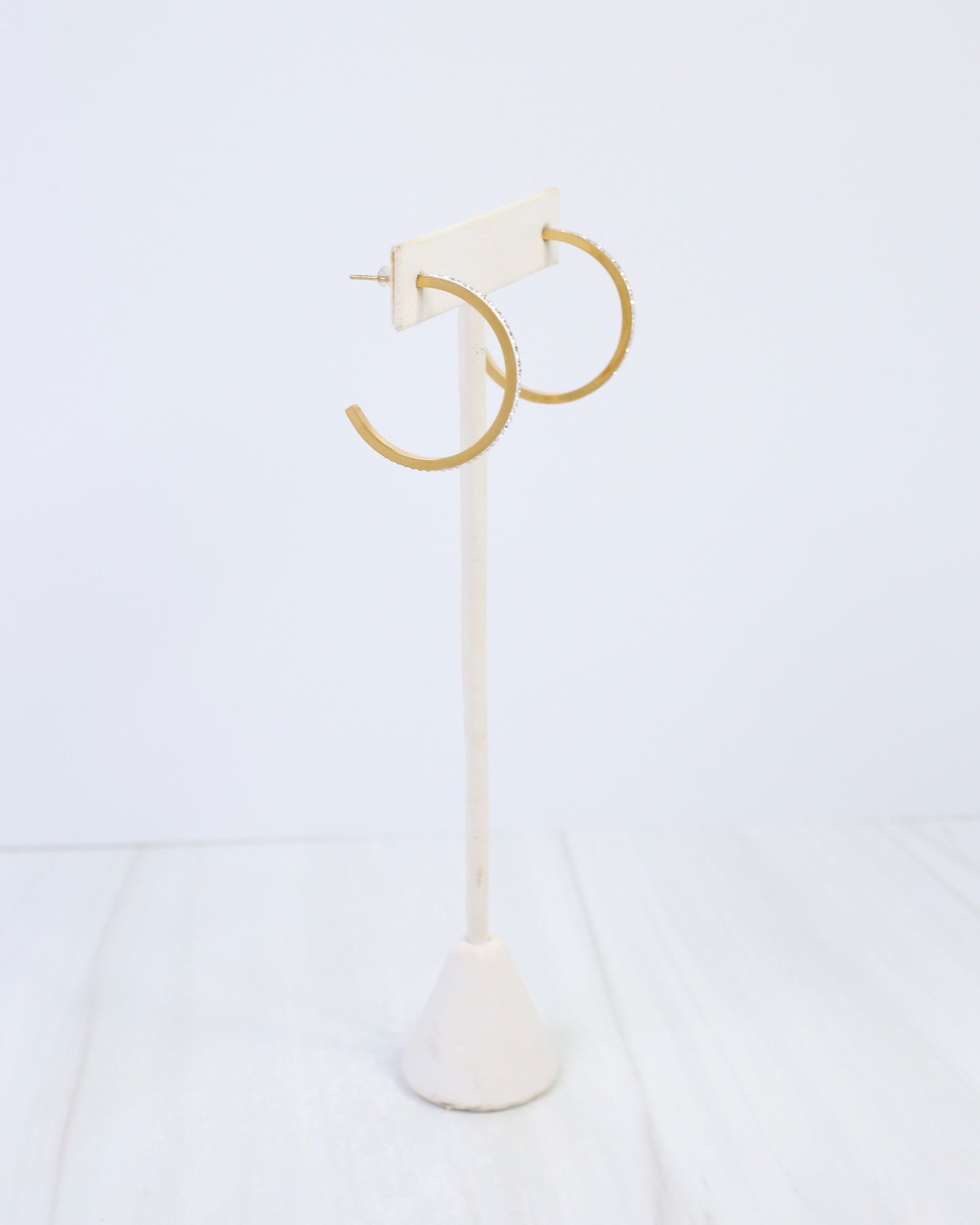 Revere Pave Lined Hoop Earring Gold