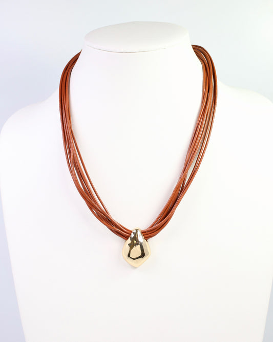 Danville Corded Necklace with Pendant Brown