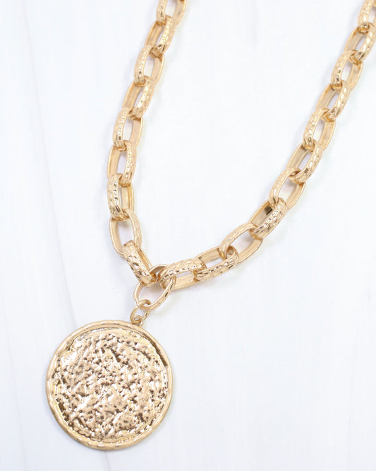 Newcastle Textured Medallion Pendant Necklace WRVG