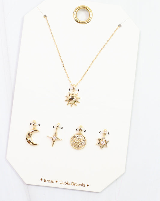 You are My Sunshine Charm Necklace Set Gold