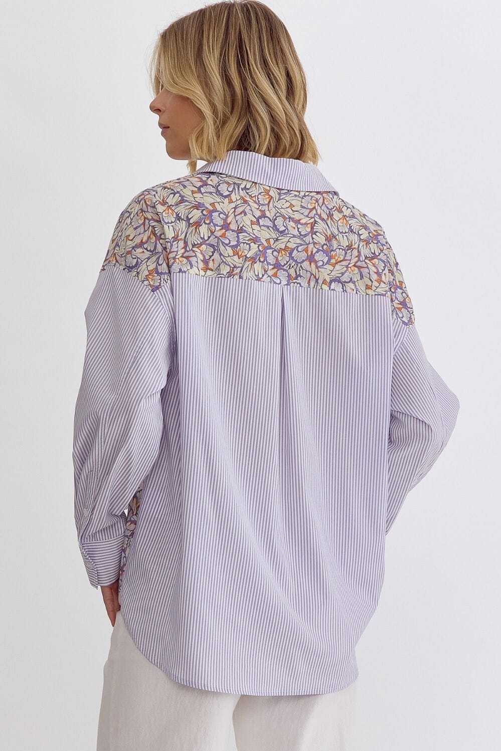 By the Way Lavender Floral Mix Top - Caroline Hill