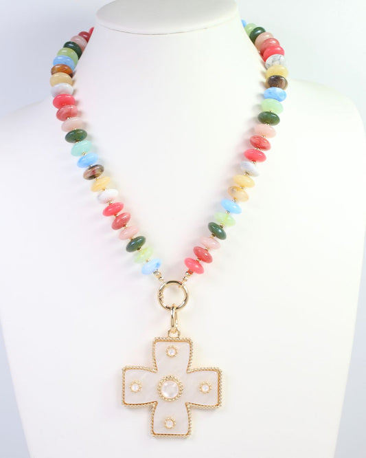 Cayce Large Cross Charm Mother Of Pearl