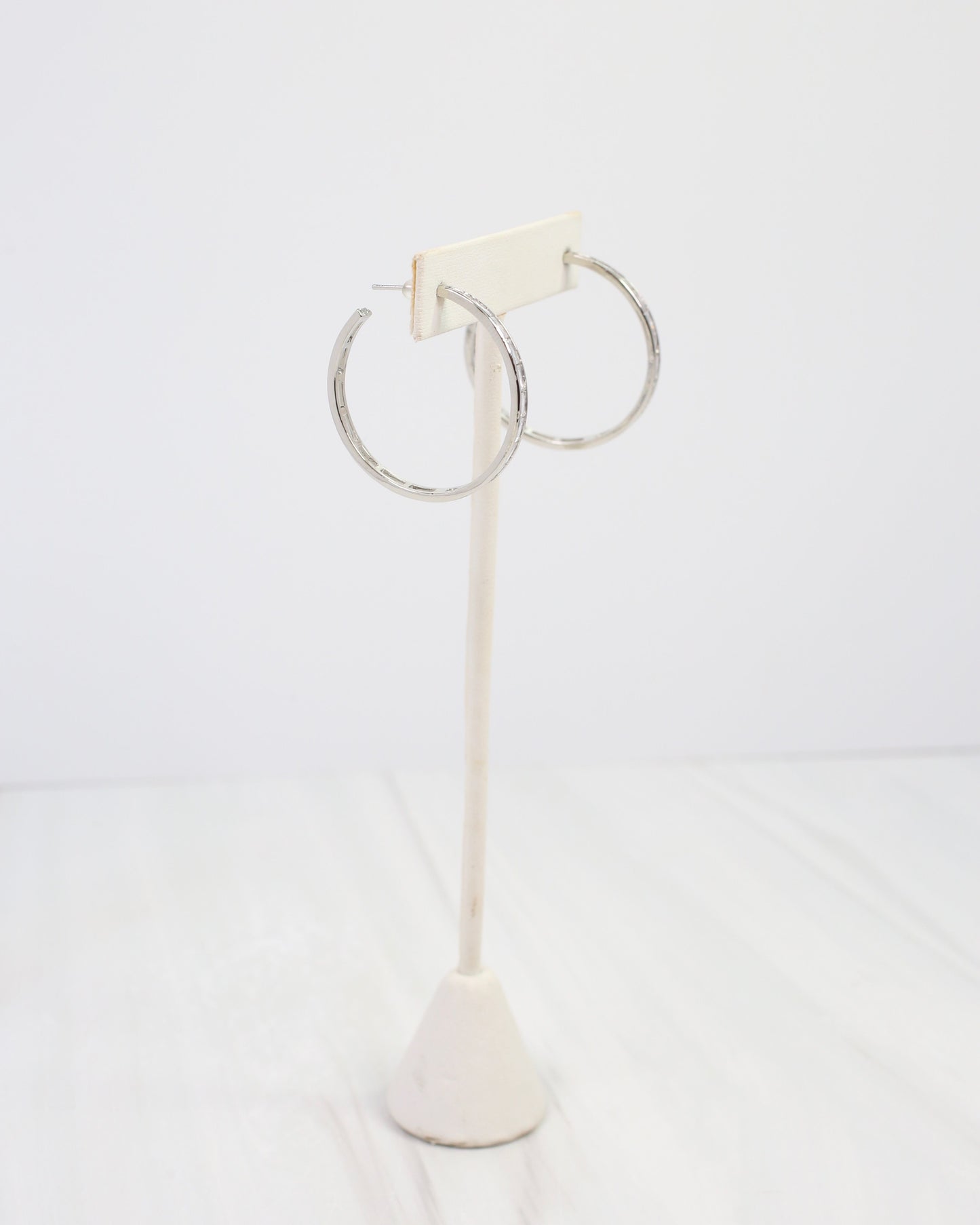 Westfield CZ Lined Hoop Earring Silver