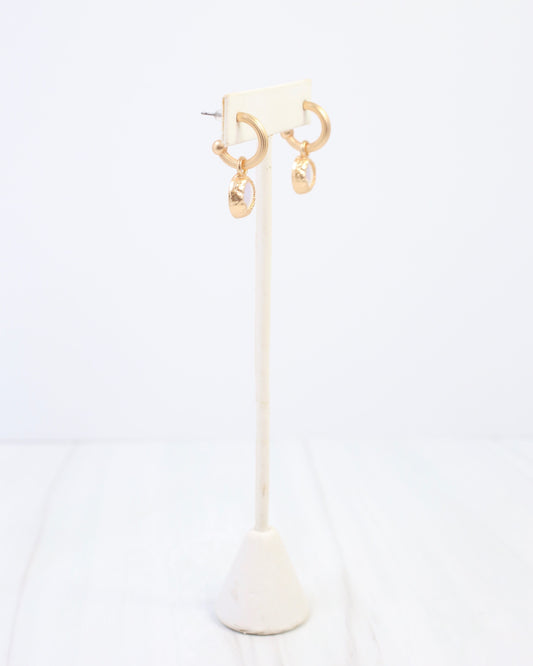 Alma Matte Gold Dangle Earring Opal