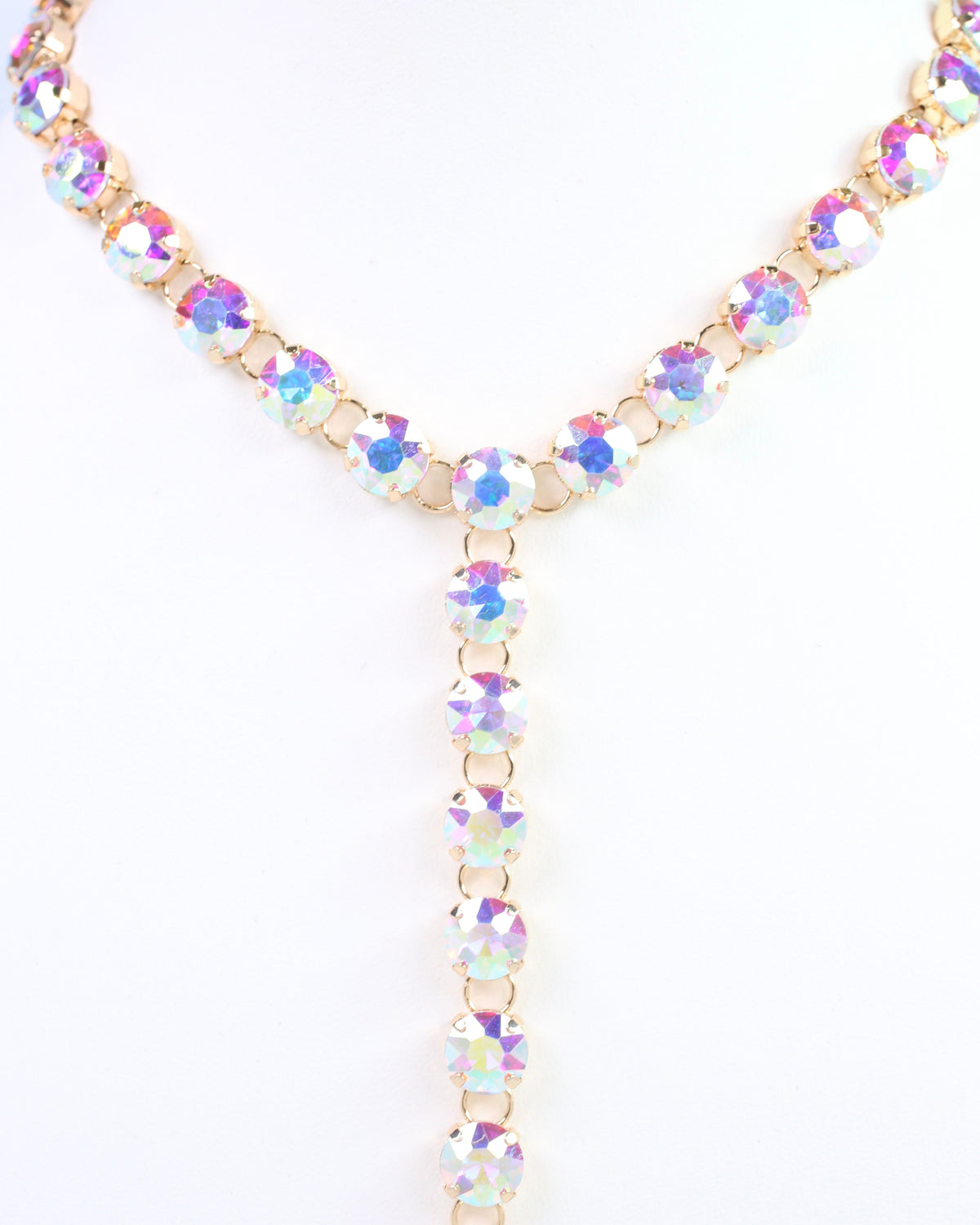 Andrea Rhinestone Y Necklace Clear AB