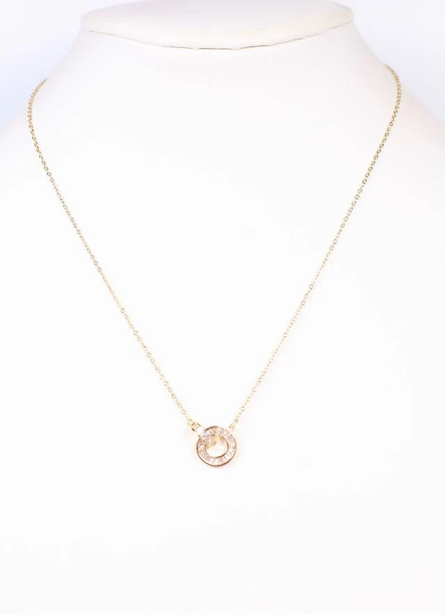 Brenton CZ Circle Necklace Gold