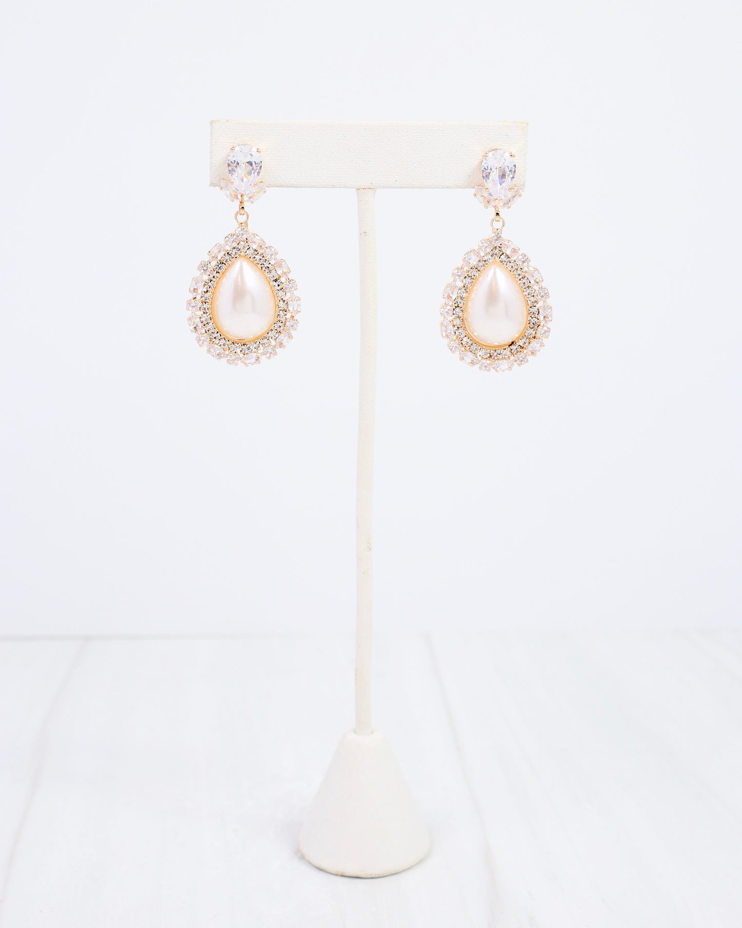 Anastasia Pearl CZ Dangle Earring Cream