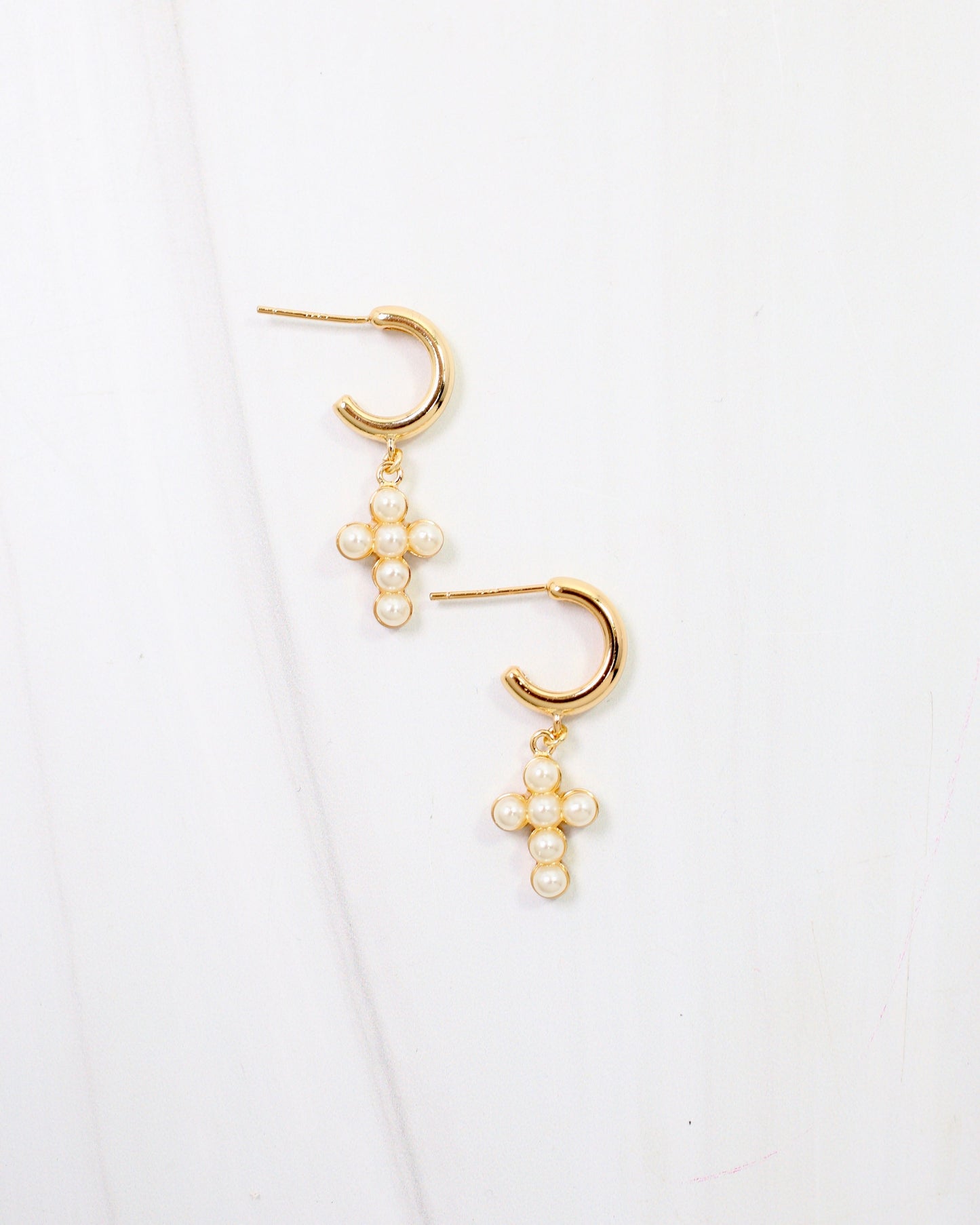 Starkville Cross Huggie Earring Gold