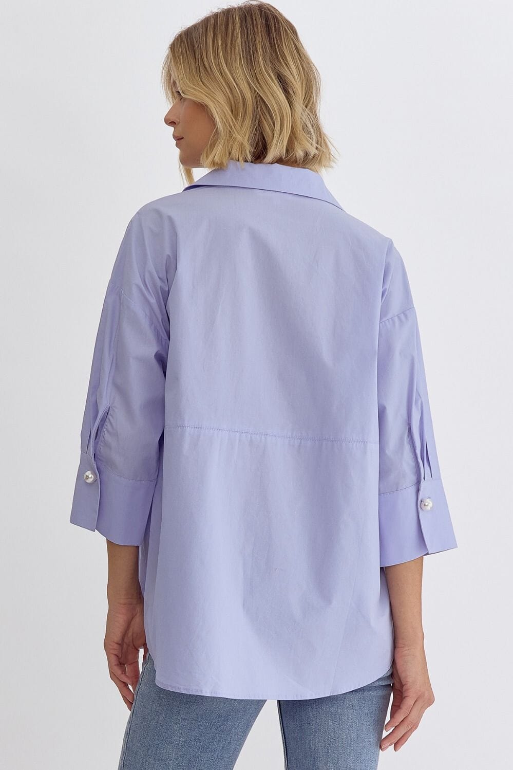 Coming Up Blue Collared Top - Caroline Hill