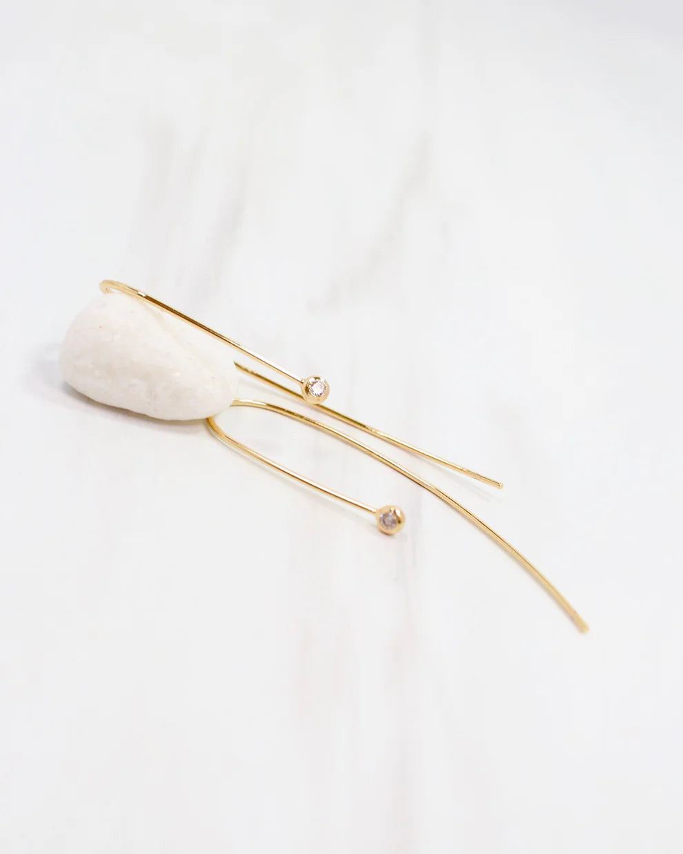 Reuben Wire Earring with Stone Gold