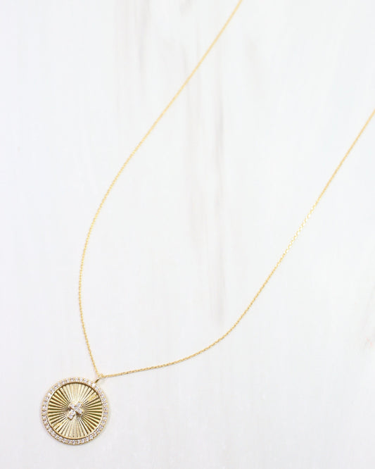 Etta CZ Cross Pendant Necklace WR Gold