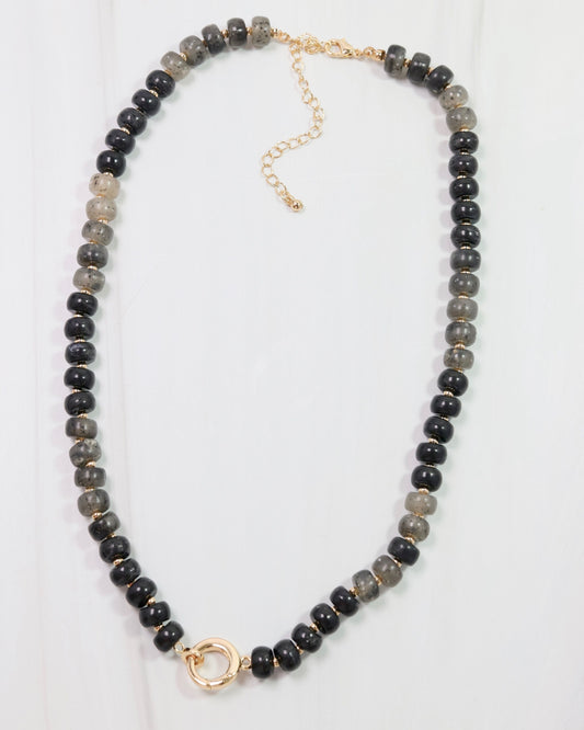 Tiara Beaded Toggle Necklace Black