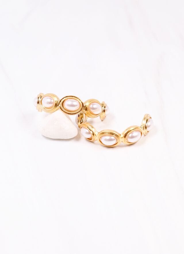 Dalma Pearl Hoop Earring GOLD - Caroline Hill