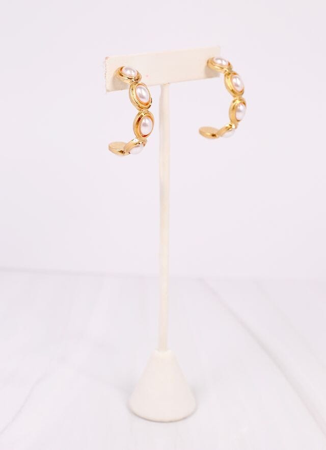 Dalma Pearl Hoop Earring GOLD - Caroline Hill