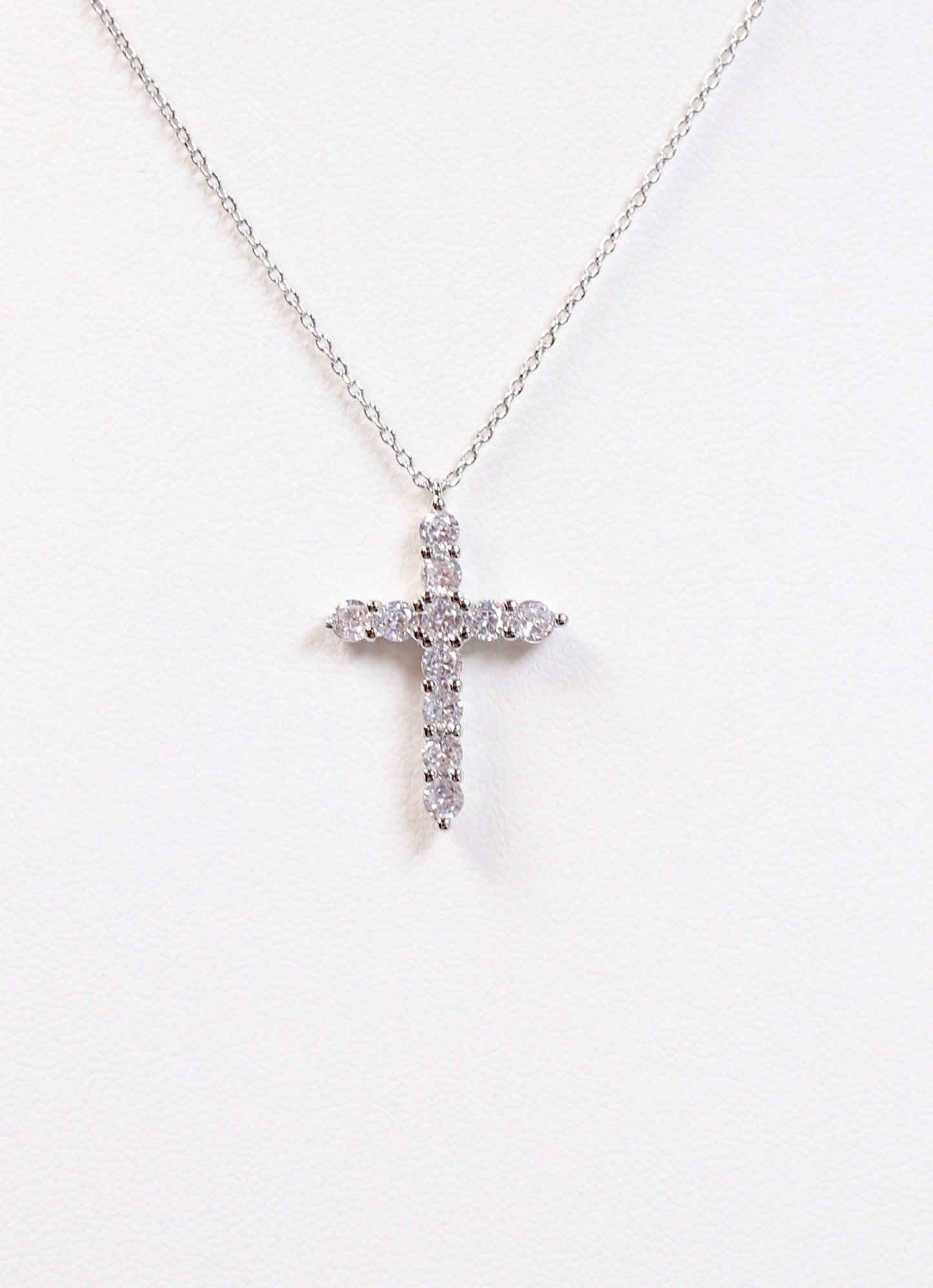 Valencourt CZ Cross Necklace SILVER