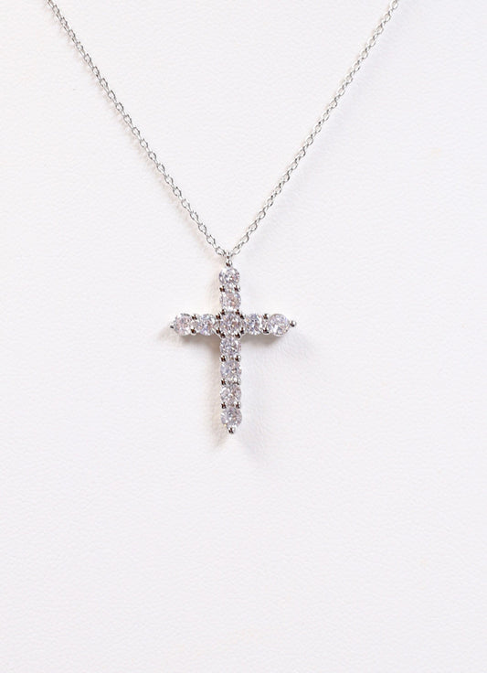 Valencourt CZ Cross Necklace SILVER